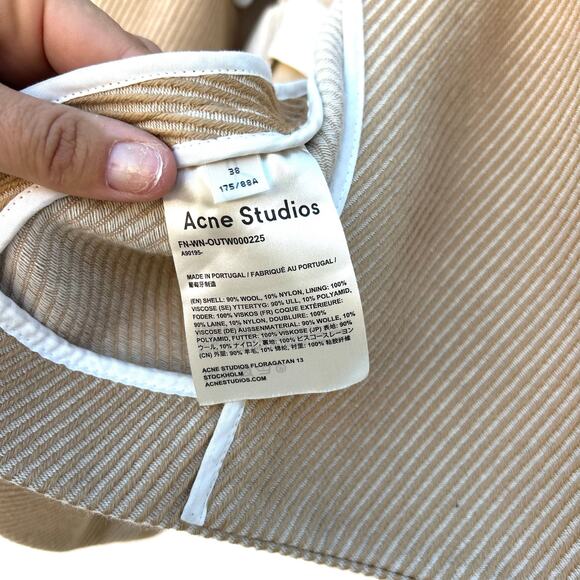 Acne Studios Beige Jumbo Twill Onesta Blazer Structured Ribbed 38 Wool 6 - Picture 7 of 12